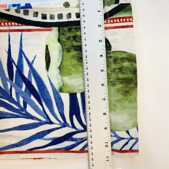 Nwot RACHEL ZOE Pants Women M Linen Tropical-Art Beaded-Tassels Multi Wide-Leg - Picture 12 of 12